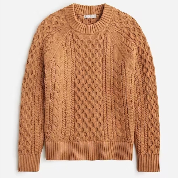 J. Crew Sweaters - J crew Cable-knit crewneck sweater cafe latte